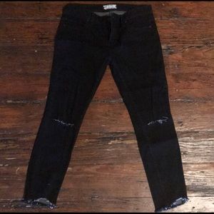 Free people distressed black denim euc